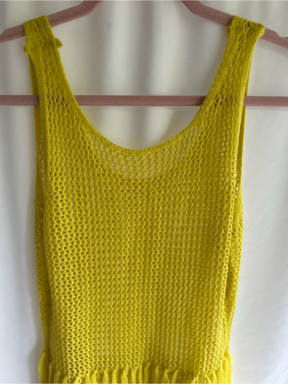 Micas Bright Yellow Crochet Fringe Maxi Dress - Picture 4 of 6